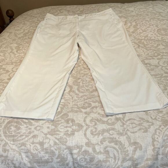Nike Golf womens pants Tour Performance Dry Fit white crop length pockets Sz 12 - Picture 2 of 10